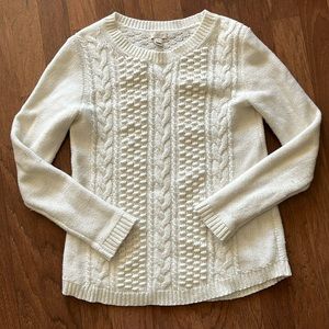 EUC J.CREW Cable Knit Pullover Crewneck Sweater Cotton Wool Blend